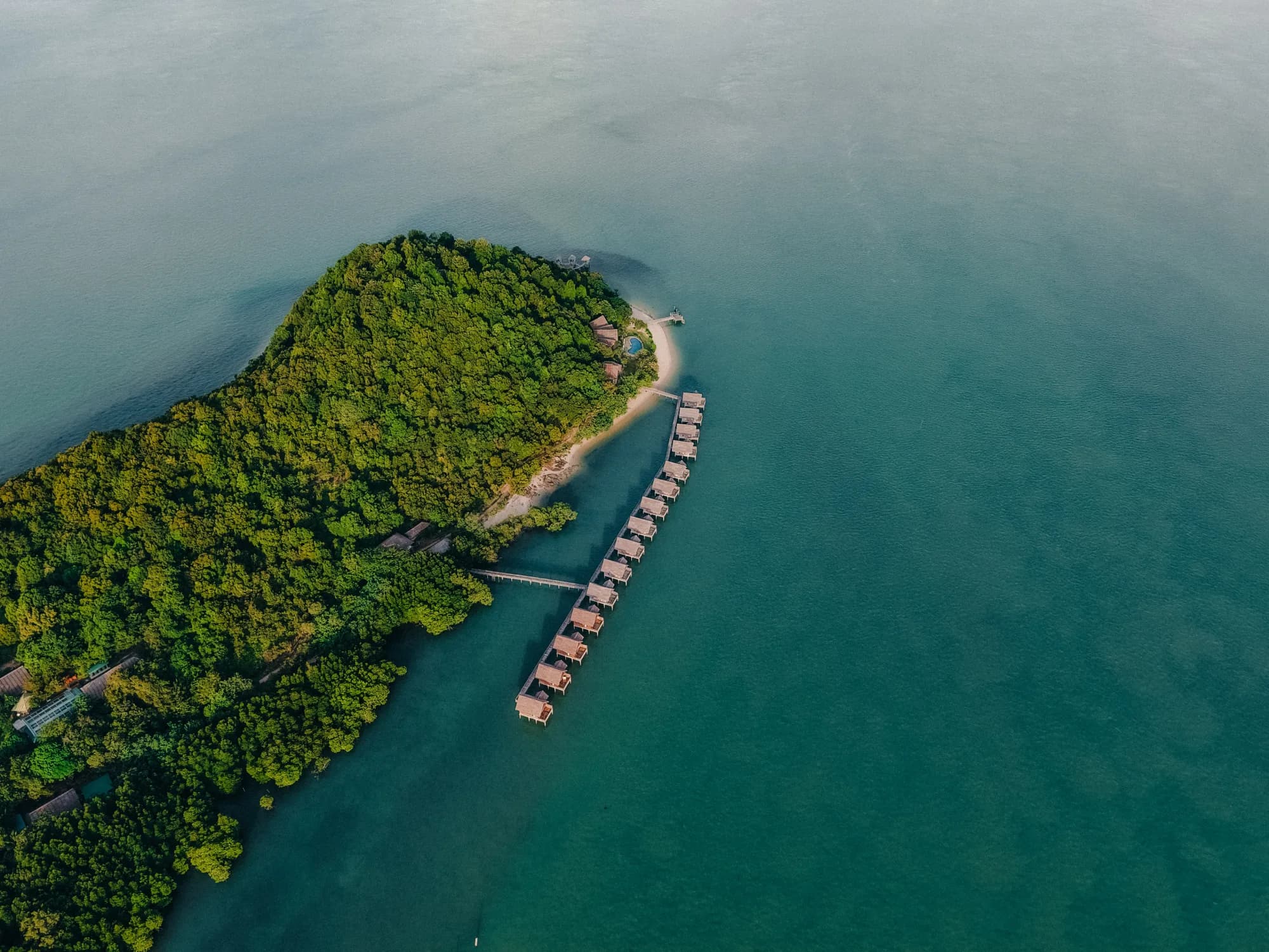 Aerial view of Telunas Private Island
