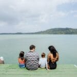 family enjoying screen-free quality time at Telunas Resort